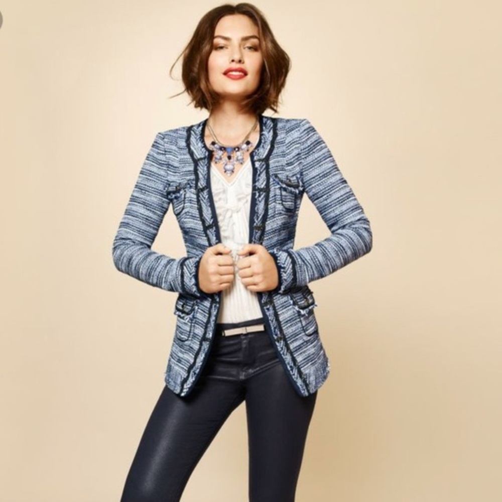 White House Black Market Tweed Jacket in Blue